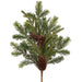 18" Plastic Pinecone & Mixed Pine Artificial Stem Pick -Green/Brown (Pack of 12) - YKN001-GR/BR