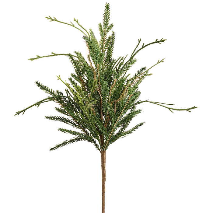 18" Mixed Pine, Club Moss & Fern Artificial Stem Pick -Green (Pack of 12) - YKN051-GR