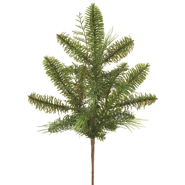 18" PE Soft-Touch Mixed Pine & Juniper Artificial Stem Pick -Green (Pack of 12) - YKX001-GR