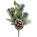 13" Snowed Artificial Pinecone, Silver Dollar, Eucalyptus Leaf & Pine Stem Pick -Green/Snow (pack of 24) - YKX239-GR/SN