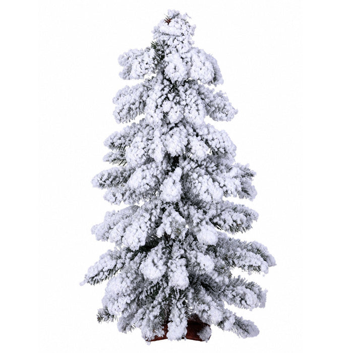 24"Hx12"W Flocked Winter Alpine Pine Artificial Christmas Tree, Unlit -Snow (Pack of 2) - YNT612-SN