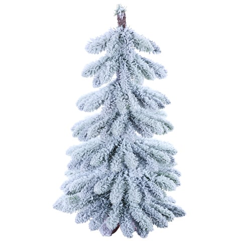 24"Hx12"W Flocked Winter Alpine Pine Artificial Christmas Tree w/Base -Snow (pack of 2) - YNT612-SN