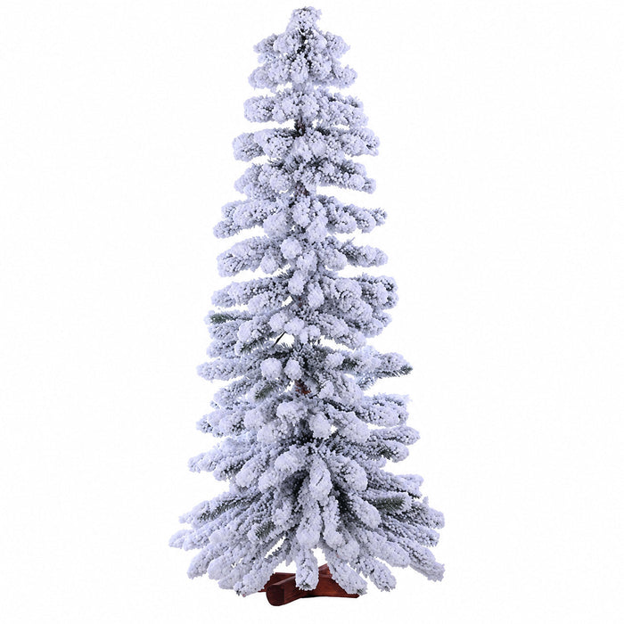4'Hx20"W Flocked Winter Alpine Pine Artificial Christmas Tree, Unlit -Snow - YNT614-SN