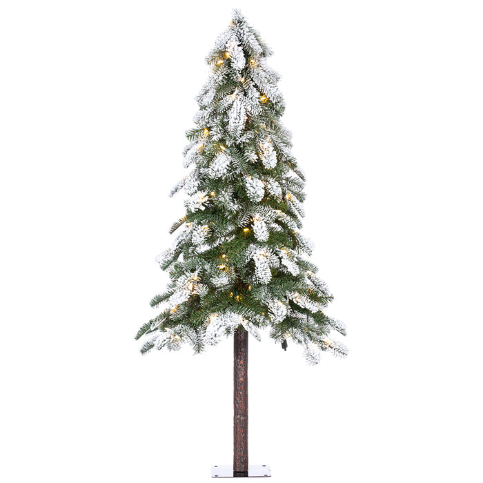 5'Hx32"W Snowed Noble Alpine LED-Lighted Artificial Christmas Tree w/Stand -White - YNT625-SN