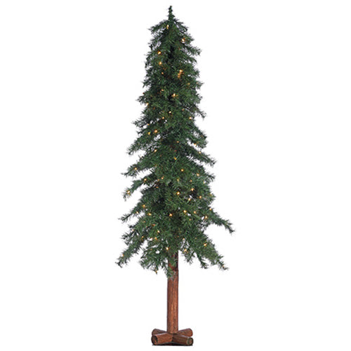 6'Hx34"W Alpine Lighted Artificial Christmas Tree w/Metal Plate -Green - YNT726-GR
