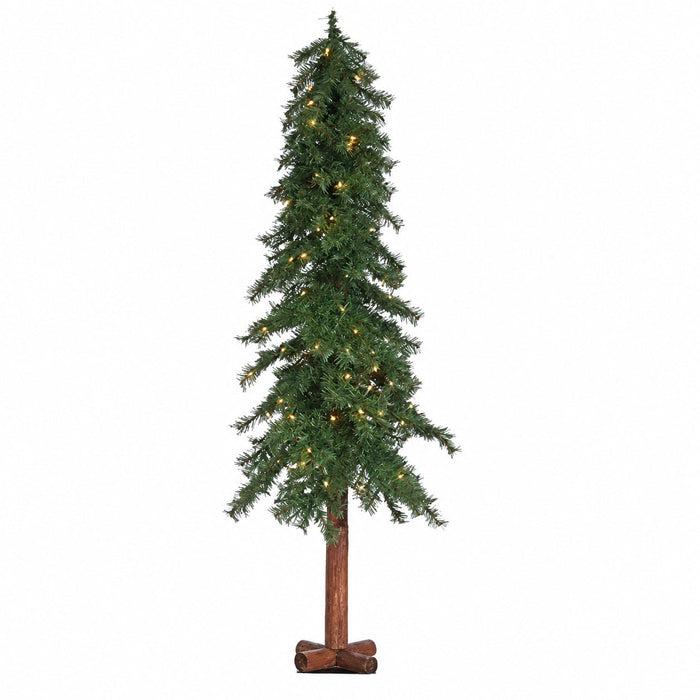6'Hx34"W Alpine Artificial Christmas Tree w/Metal Plate, Pre-Lit -Green - YNT726-GR