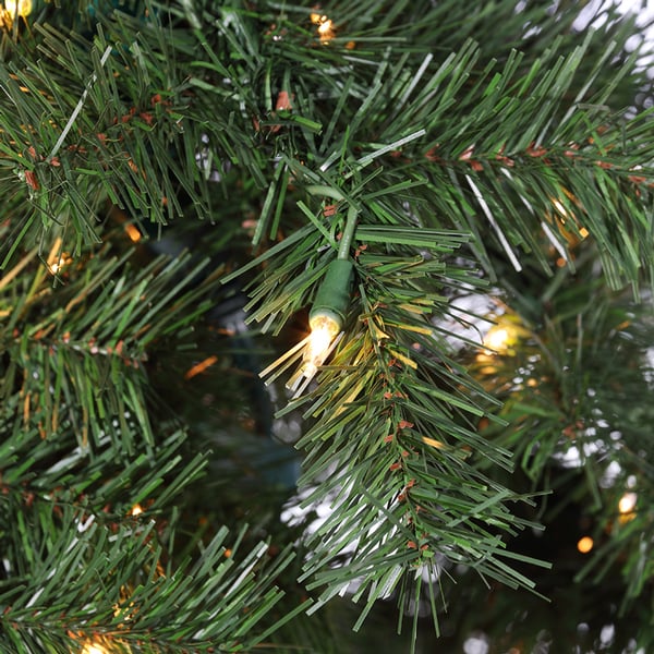 7'Hx38"W Alpine Lighted Artificial Christmas Tree w/Metal Plate -Green - YNT727-GR