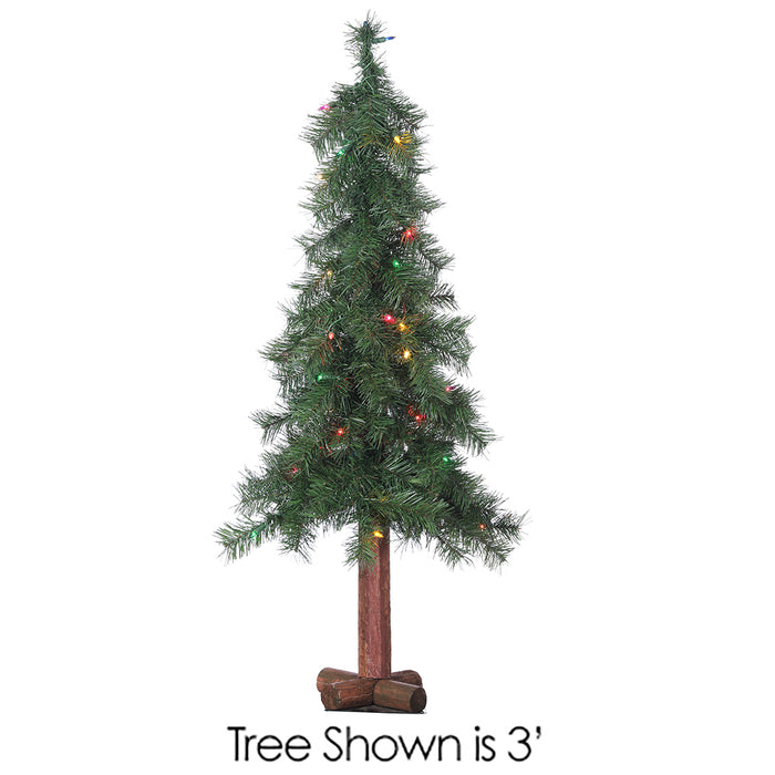 24"Hx15"W Alpine Multi Color Lighted Artificial Christmas Tree w/Metal Plate -Green - YNT732-GR