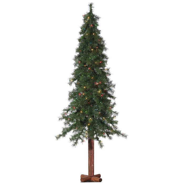 6'Hx34"W Alpine Multi Color Lighted Artificial Christmas Tree w/Metal Plate -Green - YNT736-GR