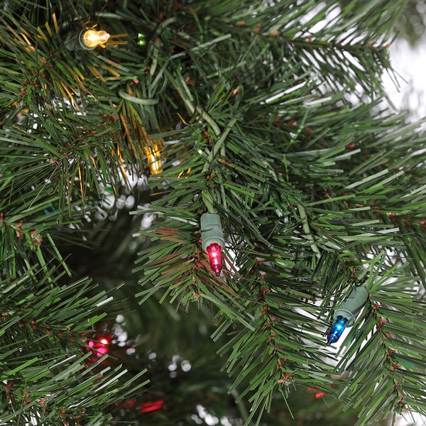 24"Hx15"W Alpine Multi Color Lighted Artificial Christmas Tree w/Metal Plate -Green - YNT732-GR