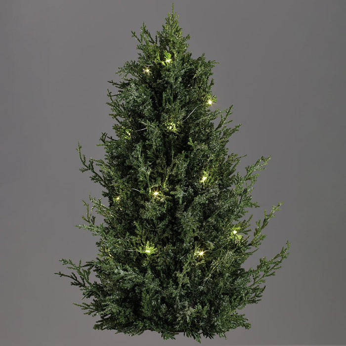 23" Flocked Artificial Cedar Cone-Shaped Topiary, Battery LED Pre-Lit -Green/White (Pack of 2) - YRC249-GR/WH