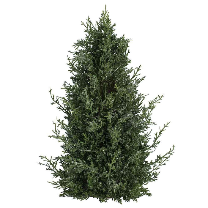 23" Flocked Artificial Cedar Cone-Shaped Topiary, Battery LED Pre-Lit -Green/White (Pack of 2) - YRC249-GR/WH