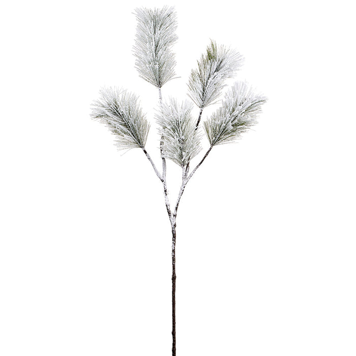 34" Flocked Artificial Pine Stem -White/Green (Pack of 12) - YS0817-WH/GR