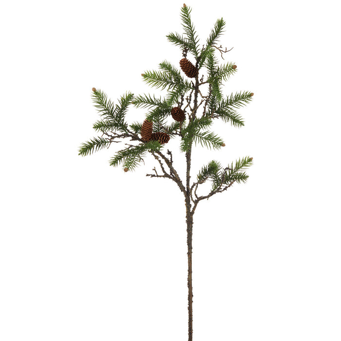 43.5" Artificial Pine & Pinecone Stem -Green/Brown (Pack of 6) - YS1128-GR/BR