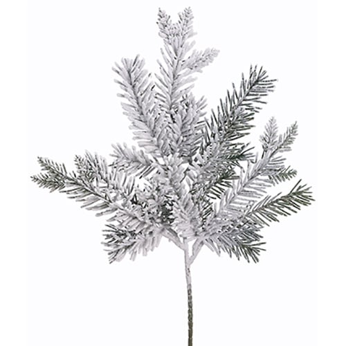 17.5" Artificial Snowed Pine Stem -White/Green (pack of 12) - YS1542-WH/GR