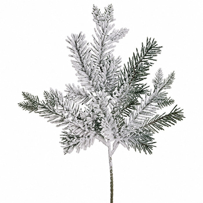 17.5" Artificial Flocked Pine Stem -White/Green (Pack of 12) - YS1542-WH/GR