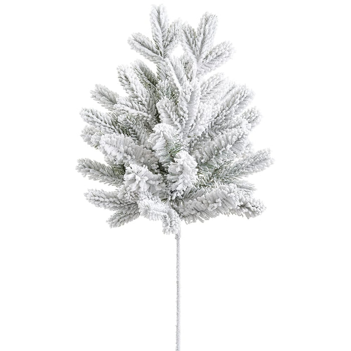 25" Flocked Pine Artificial Stem -White (Pack of 12) - YS2525-WH