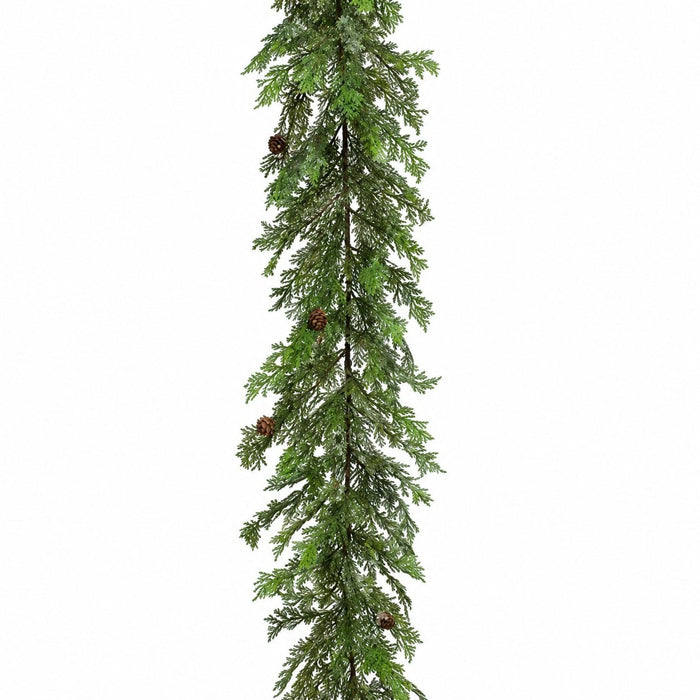 5'5" Iced Cedar w/Pinecone Artificial Garland -Green (Pack of 4) - YS3008-GR