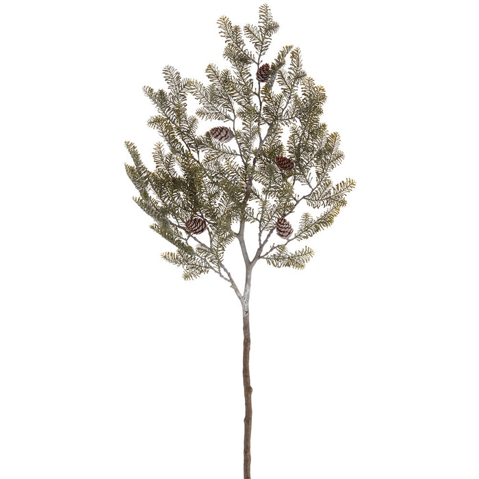 43" Frosted Artificial Pine & Pinecone Stem -Green/Gray (Pack of 6) - YS3309-GR/GY