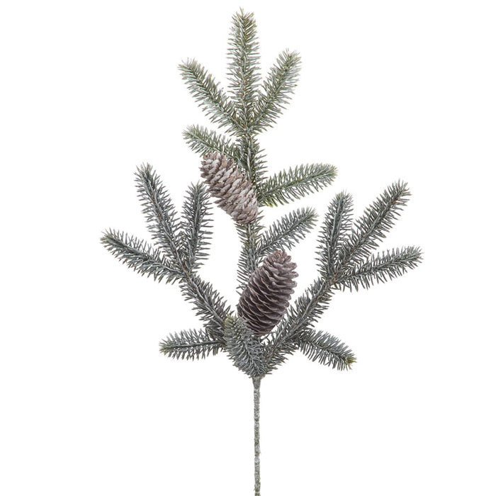 18" Pine & Pinecone Artificial Stem -Green/Whitewashed (Pack of 12) - YS9850-GR/WW