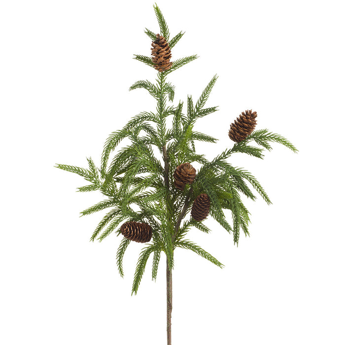 20" Artificial Cypress & Pinecone Stem -Green/Brown (Pack of 12) - YSC224-GR/BR