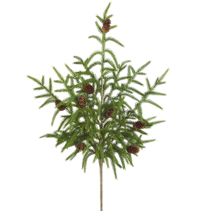 32" Artificial Cypress & Pinecone Stem -Green/Brown (Pack of 12) - YSC225-GR/BR