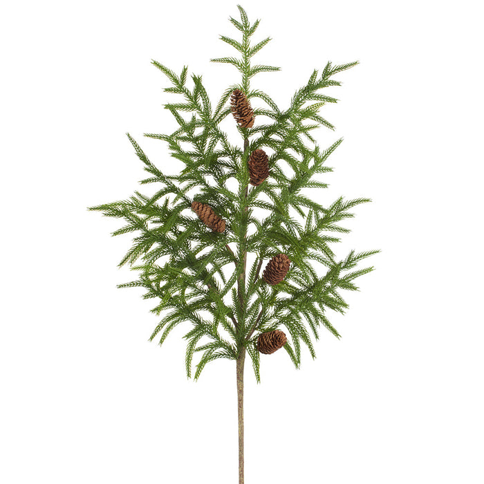 37" Artificial Cypress & Pinecone Stem -Green/Brown (Pack of 6) - YSC226-GR/BR
