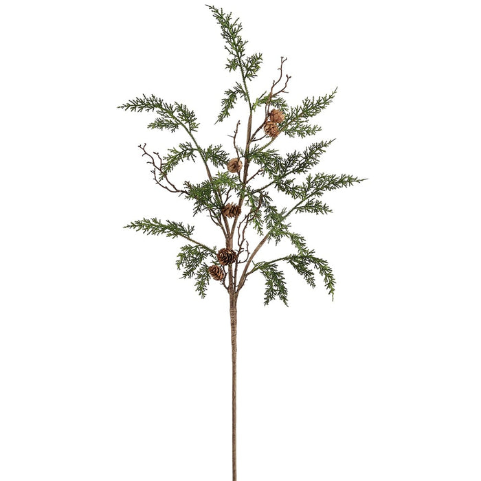 37.5" Cedar & Pinecone Artificial Stem -Green/Brown (Pack of 6) - YSC485-GR/BR