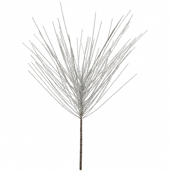 18" Artificial Snowy Long Needle Pine Stem -Snow (Pack of 36) - YSD522-SN