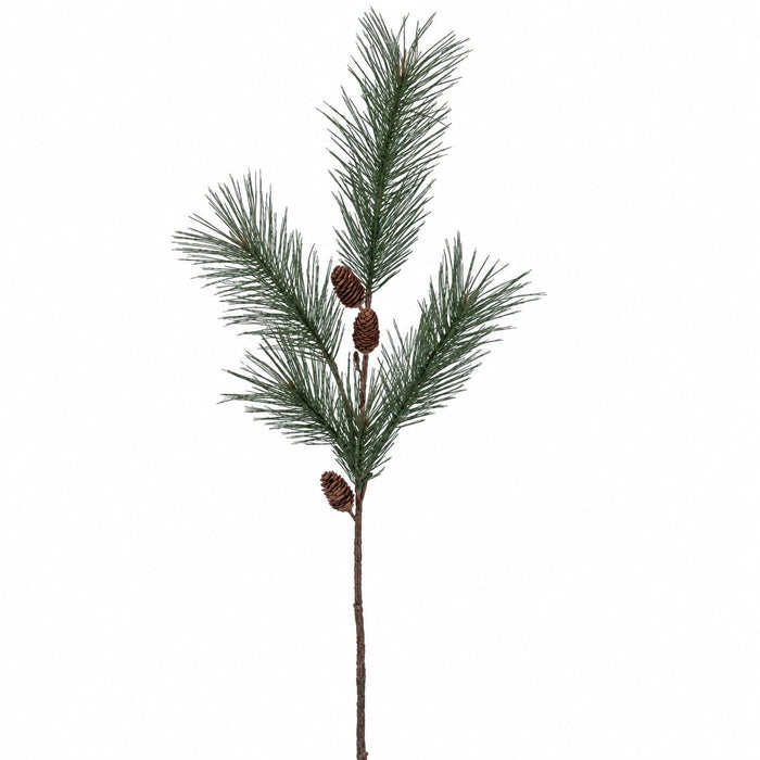 47" Artificial Long Needle Pine & Pinecone Stem -Green (Pack of 6) - YSE382-GR