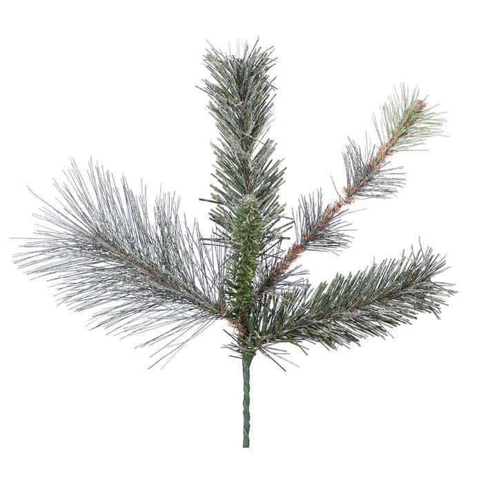 11" Flocked Artificial Augusta Pine Stem -Green/White (Pack of 12) - YSG411-GR/WH
