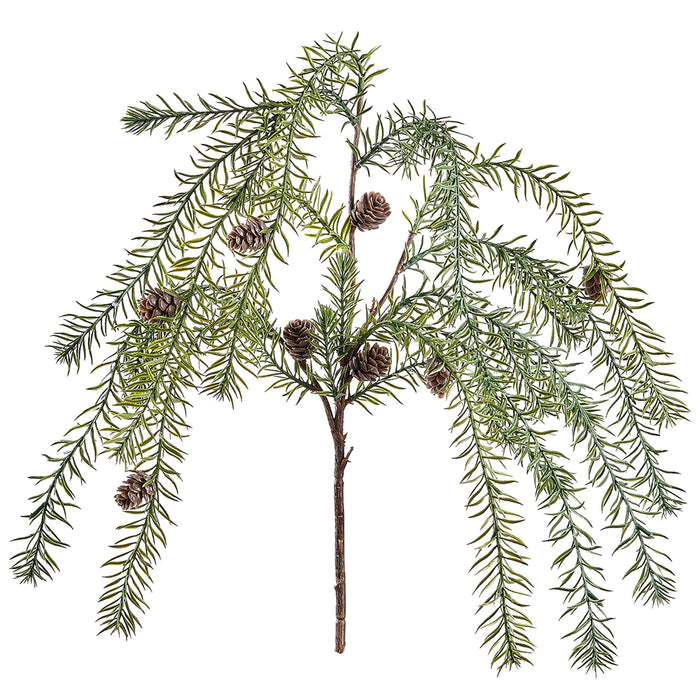 23" Artificial Pinecone & Pine Stem -Green/Brown (Pack of 12) - YSN710-GR/BR
