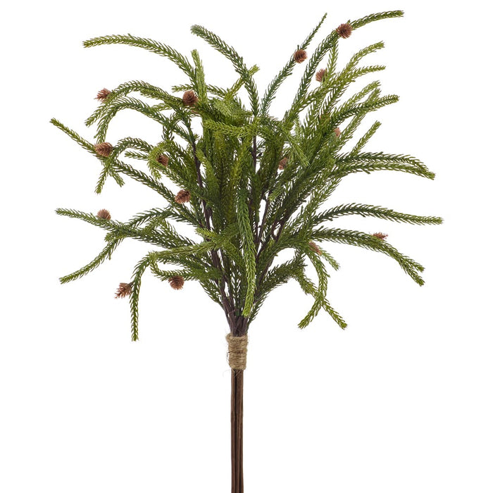 23" Willow Pine & Pinecone Artificial Stem -Green/Brown (Pack of 12) - YSP058-GR/BR