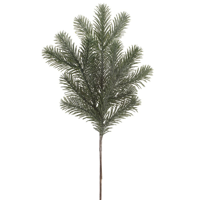 23" Glittered Pine Artificial Stem -Green (Pack of 12) - YSP067-GR