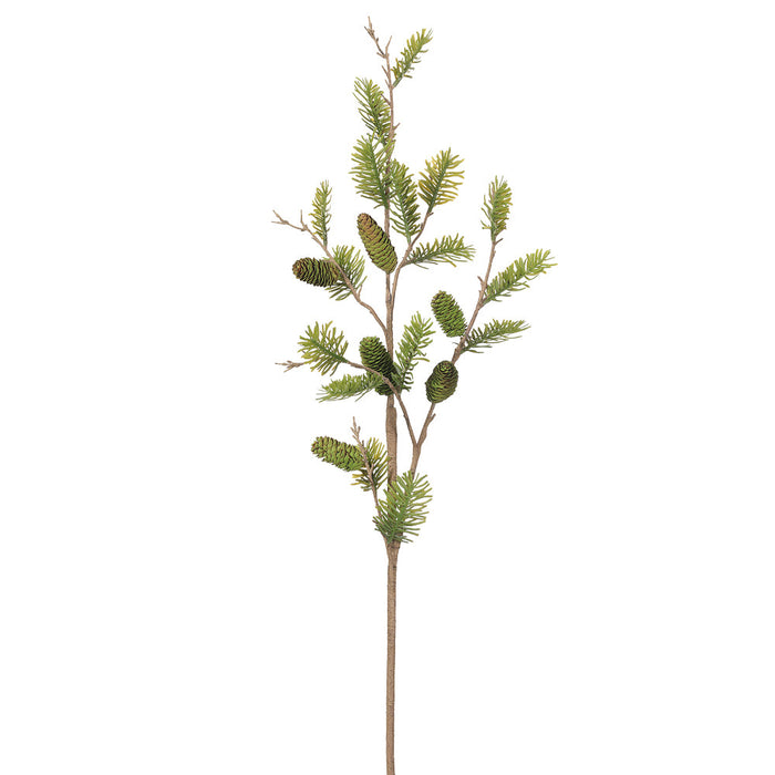 44" Artificial Pine & Pinecone Stem -Green (Pack of 8) - YSP138-GR