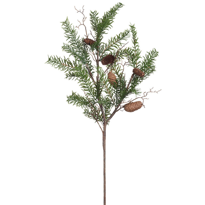 41" Artificial Pine & Pinecone Stem -Green/Brown (Pack of 6) - YSP152-GR/BR