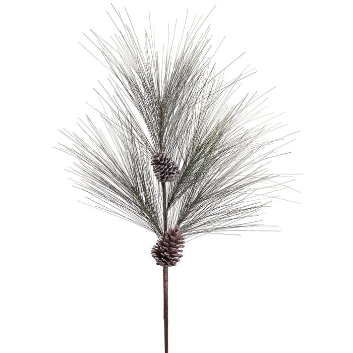 34" Long Needle Pine & Pinecone Artificial Stem -Green/Gray (Pack of 6) - YSP170-GR/GY
