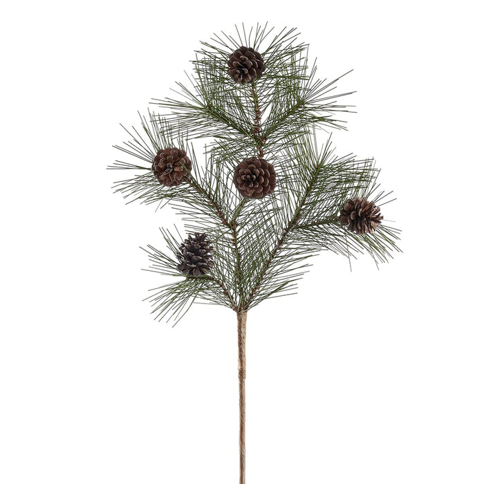 22" Artificial Pine & Pinecone Stem -Brown/Green (pack of 12) - YSP246-BR/GR