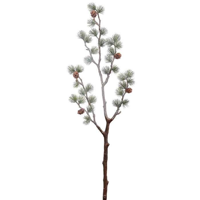 28.5" Artificial Pine & Pinecone Stem -Green/Brown (Pack of 12) - YSP451-GR/BR