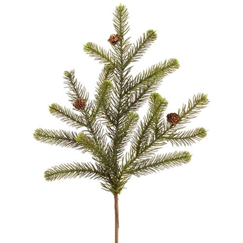 18" Artificial Pine & Pinecone Stem -Green (pack of 12) - YSP761-GR