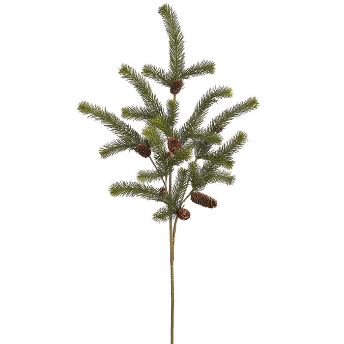 44" Spruce & Pinecone Artificial Stem -Green (Pack of 8) - YSS005-GR