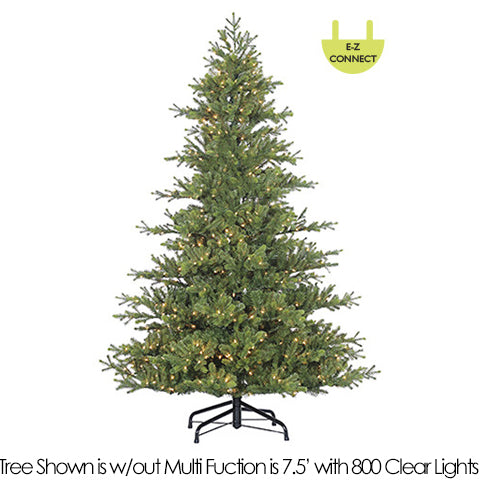 7'6"Hx62"W PE Mountain Fir Multi Functional LED-Lighted Artificial Christmas Tree w/Stand -Green - YT0217-GR
