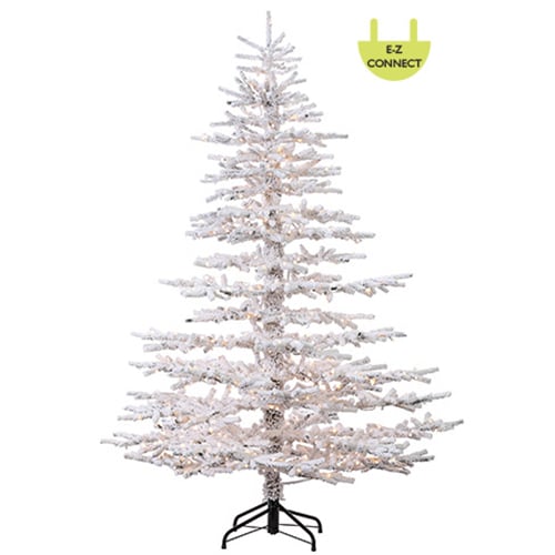 7'6"Hx60"W Snowed Garden Pine HLED-Lighted Artificial Christmas Tree w/Stand -Snow - YT7247-SN