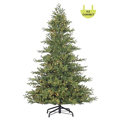 7'6"Hx62"W PE Mountain Fir Smart-Lighted Artificial Christmas Tree w/Stand -Green - YT7470-GR
