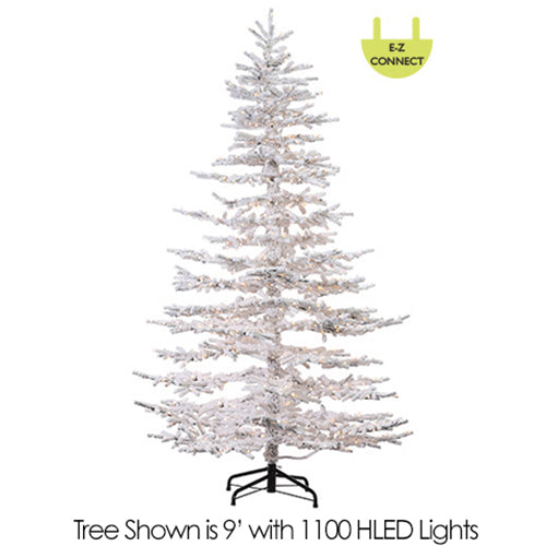 9'Hx68"W Snowed Garden Pine LED-Lighted Artificial Christmas Tree w/Stand -Snow - YT8019-SN