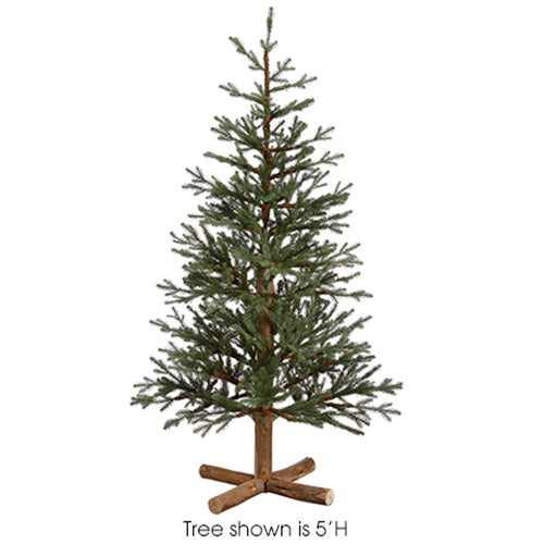 6'Hx40"W Wood Trunk Angel Pine Slim Artificial Christmas Tree w/Wood Base -Green - YTA696-GR