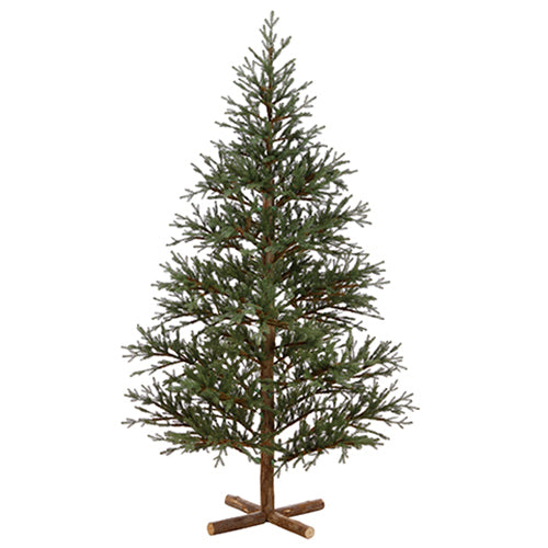 8'Hx60"W Wood Trunk Angel Pine Artificial Christmas Tree w/Wood Base -Green - YTA698-GR
