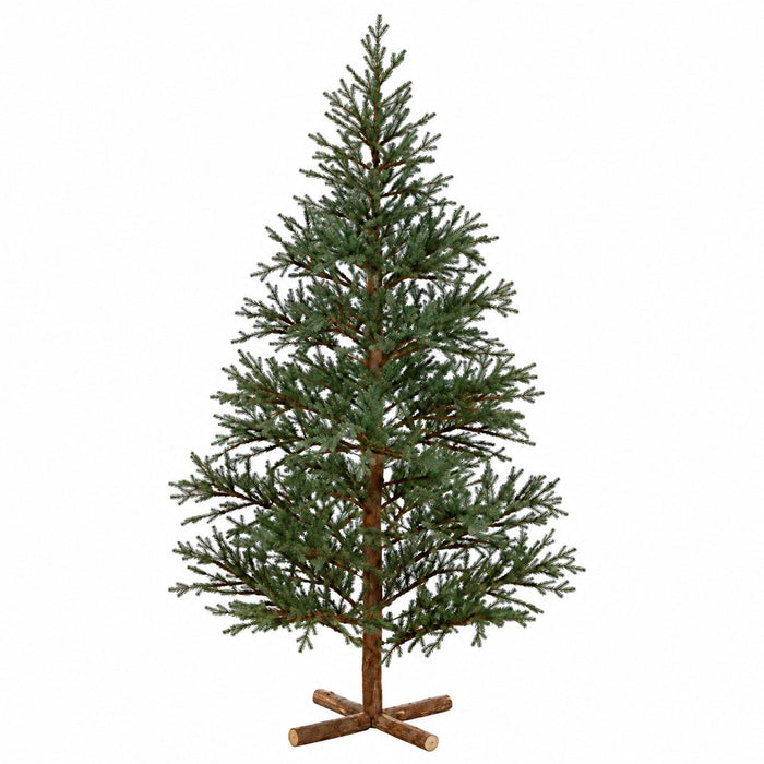 8'Hx60"W Wood Trunk Angel Pine Artificial Christmas Tree w/Wood Base, Unlit -Green - YTA698-GR