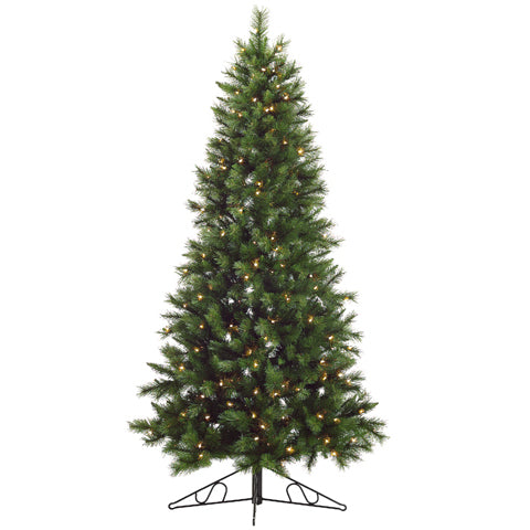 6'6"Hx45"W Half-Tree/Wall Canyon Mixed Pine Lighted Artificial Christmas Tree w/Stand - YTC346-GR