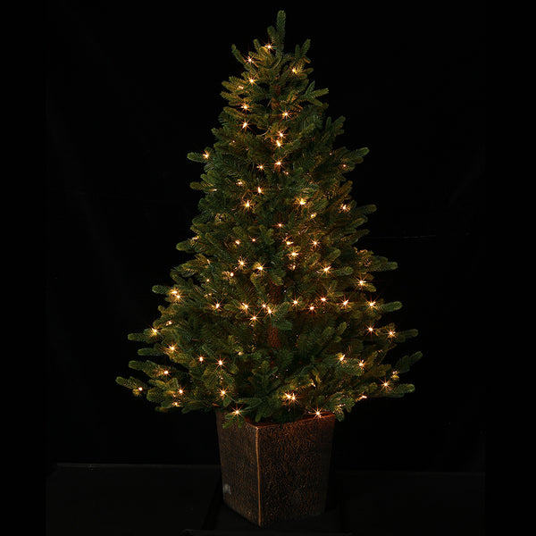 5'Hx38"W PE Russian Pine LED-Lighted Artificial Tree w/Planter -Green - YTP155-GR